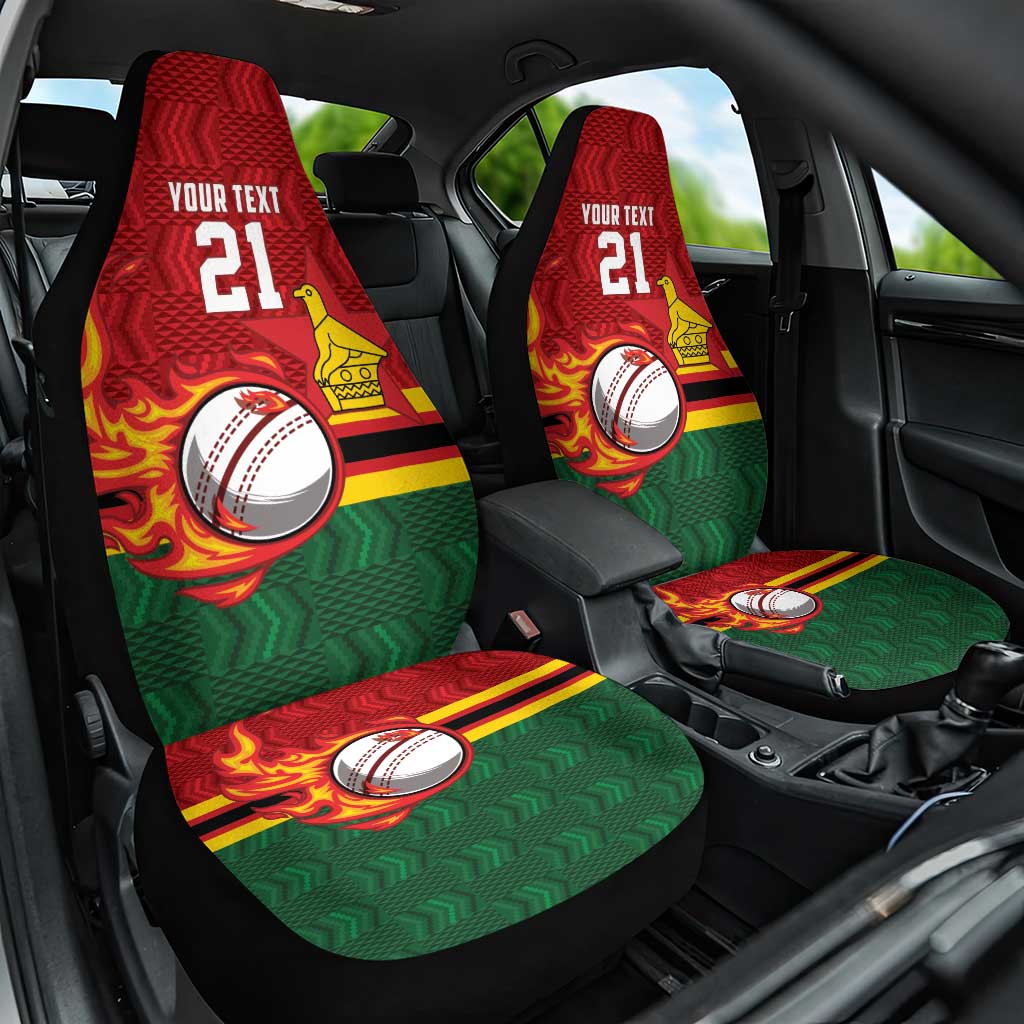 Custom Africa Cricket Zimbabwe Car Seat Cover The Chevrons Cricket Ball Fire - African Pride