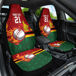 Custom Africa Cricket Zimbabwe Car Seat Cover The Chevrons Cricket Ball Fire - African Pride