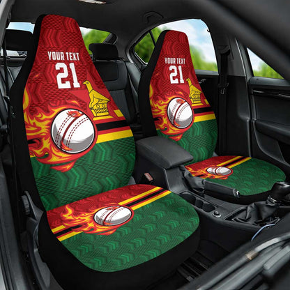 Custom Africa Cricket Zimbabwe Car Seat Cover The Chevrons Cricket Ball Fire - African Pride