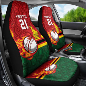 Custom Africa Cricket Zimbabwe Car Seat Cover The Chevrons Cricket Ball Fire - African Pride