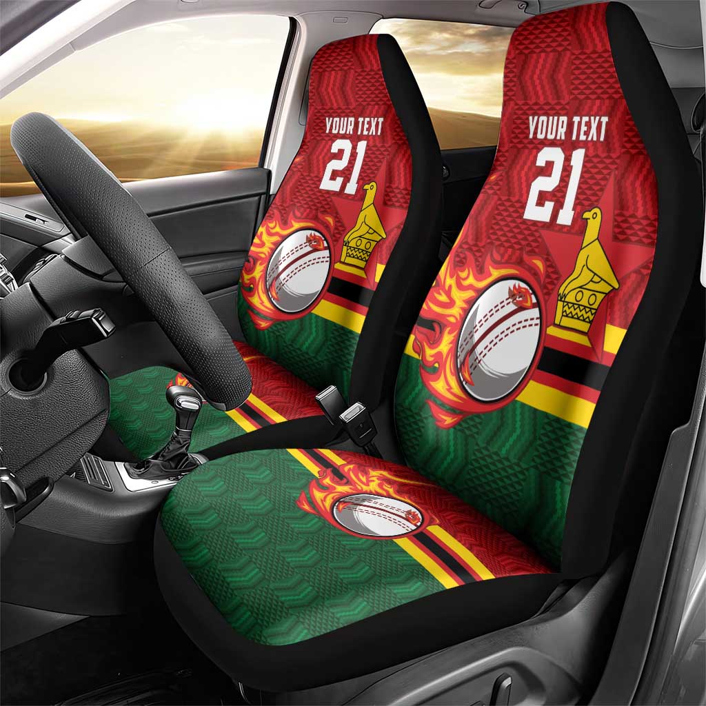 Custom Africa Cricket Zimbabwe Car Seat Cover The Chevrons Cricket Ball Fire - African Pride
