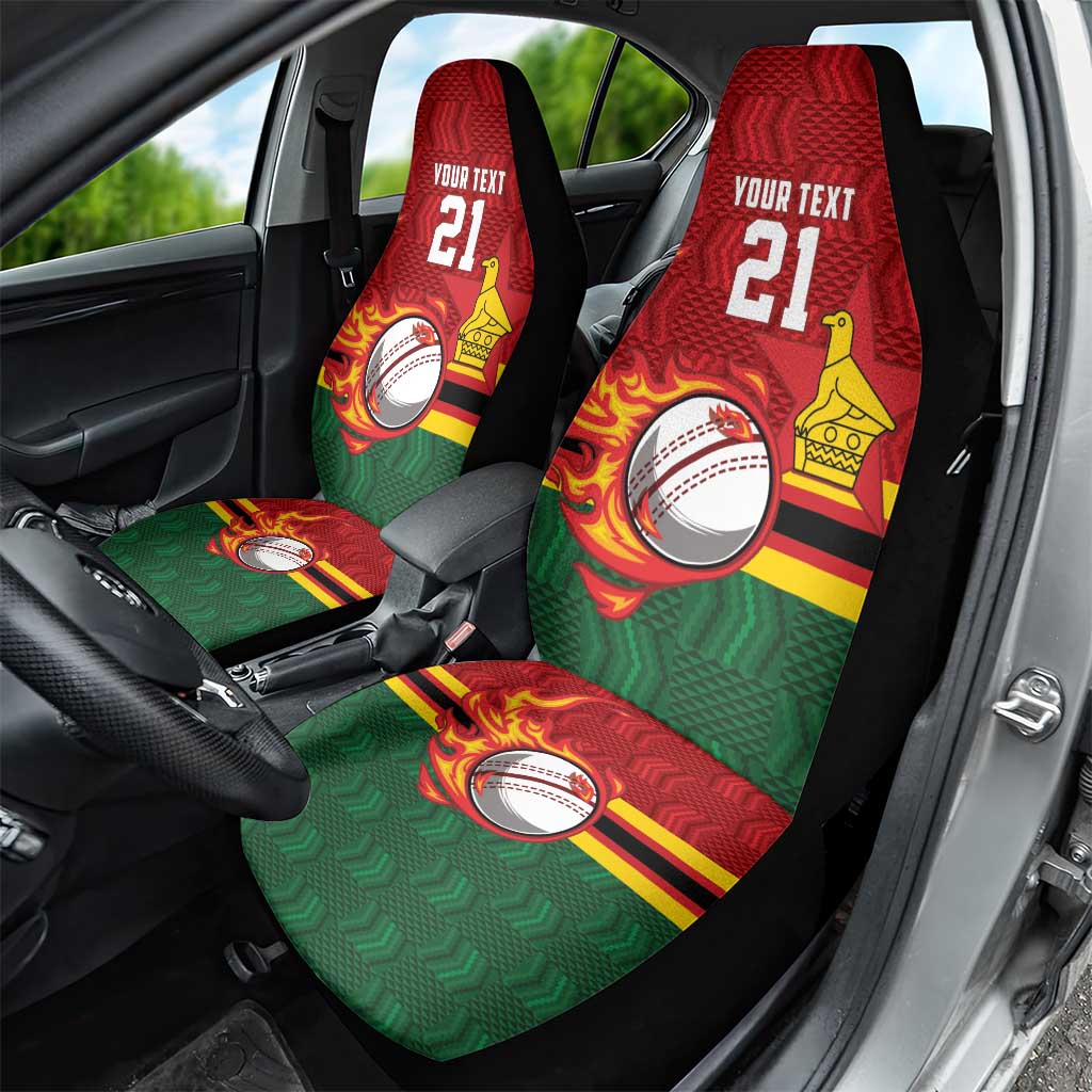 Custom Africa Cricket Zimbabwe Car Seat Cover The Chevrons Cricket Ball Fire - African Pride