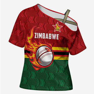 Custom Africa Cricket Zimbabwe Cross Shoulder Shirt The Chevrons Cricket Ball Fire