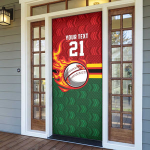 Custom Africa Cricket Zimbabwe Door Cover The Chevrons Cricket Ball Fire