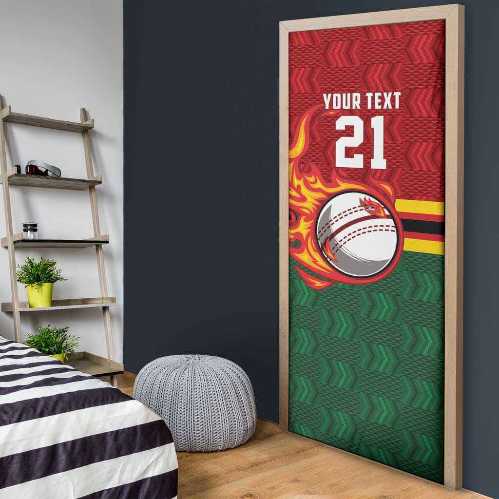 Custom Africa Cricket Zimbabwe Door Cover The Chevrons Cricket Ball Fire