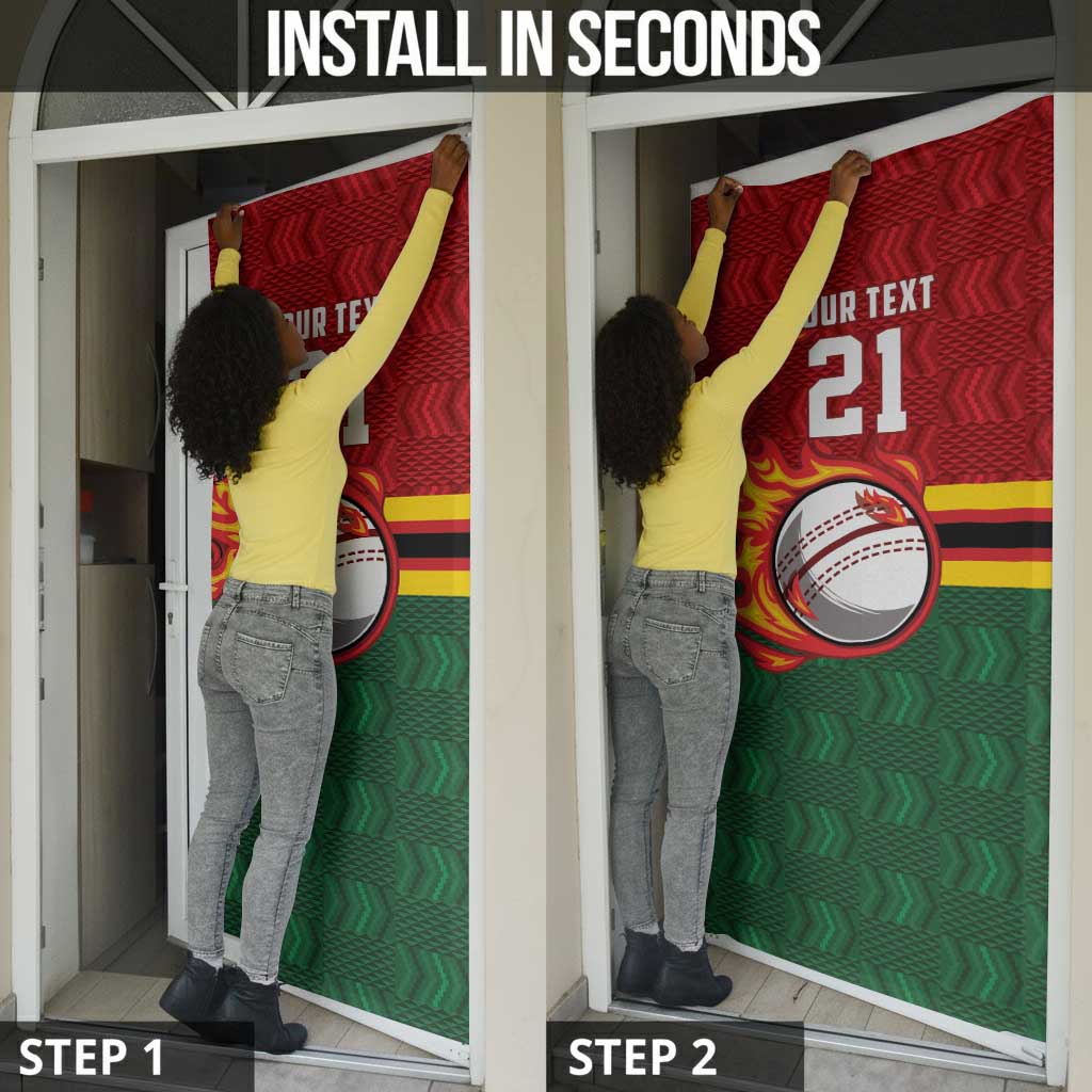 Custom Africa Cricket Zimbabwe Door Cover The Chevrons Cricket Ball Fire