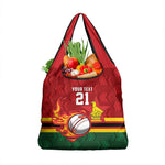 Custom Africa Cricket Zimbabwe Grocery Bag The Chevrons Cricket Ball Fire - African Pride