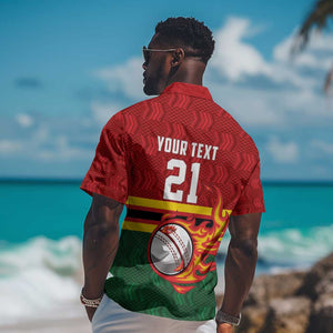 Custom Africa Cricket Zimbabwe Hawaiian Shirt The Chevrons Cricket Ball Fire - African Pride