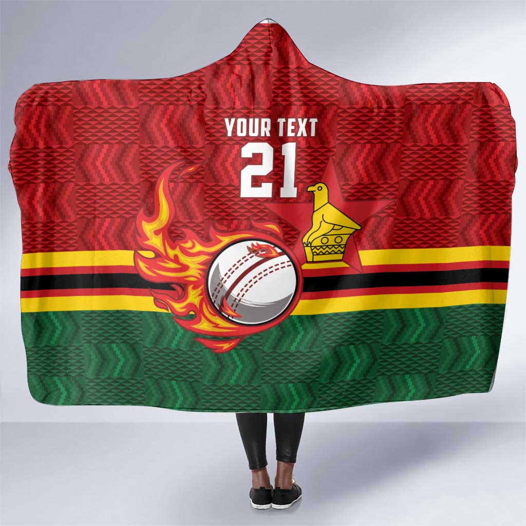 Custom Africa Cricket Zimbabwe Hooded Blanket The Chevrons Cricket Ball Fire - African Pride