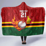Custom Africa Cricket Zimbabwe Hooded Blanket The Chevrons Cricket Ball Fire - African Pride