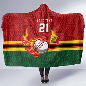 Custom Africa Cricket Zimbabwe Hooded Blanket The Chevrons Cricket Ball Fire - African Pride