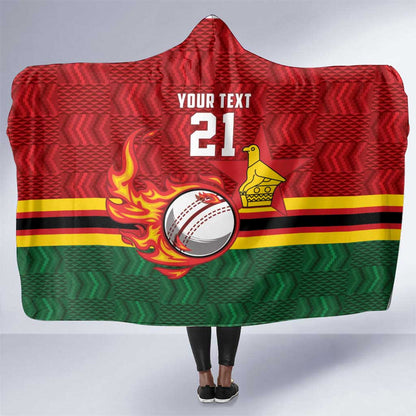 Custom Africa Cricket Zimbabwe Hooded Blanket The Chevrons Cricket Ball Fire - African Pride