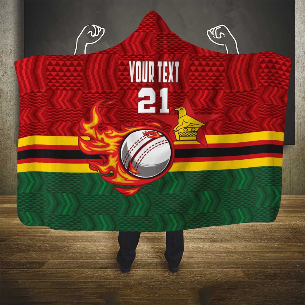 Custom Africa Cricket Zimbabwe Hooded Blanket The Chevrons Cricket Ball Fire - African Pride