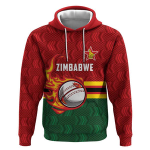 Custom Africa Cricket Zimbabwe Hoodie The Chevrons Cricket Ball Fire - African Pride