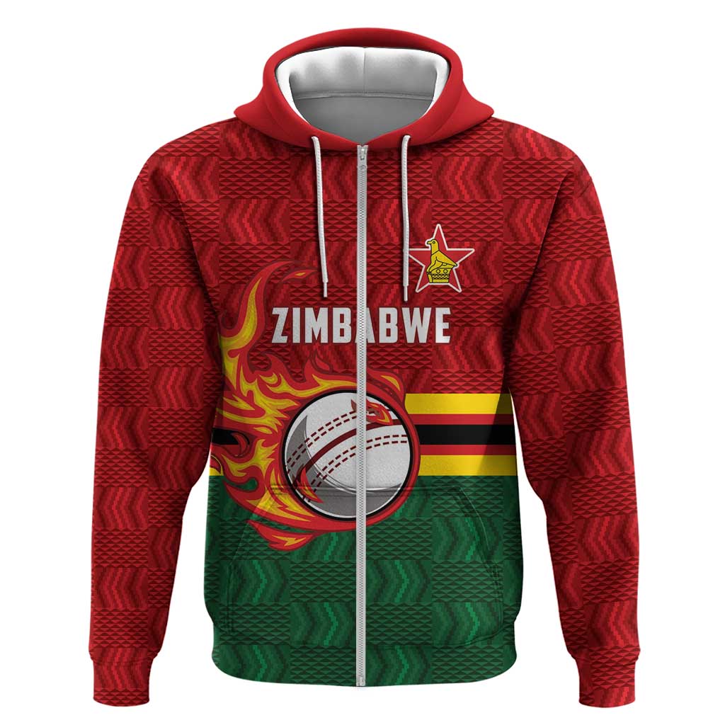 Custom Africa Cricket Zimbabwe Hoodie The Chevrons Cricket Ball Fire - African Pride