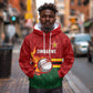 Custom Africa Cricket Zimbabwe Hoodie The Chevrons Cricket Ball Fire - African Pride
