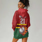 Custom Africa Cricket Zimbabwe Hoodie Dress The Chevrons Cricket Ball Fire - African Pride