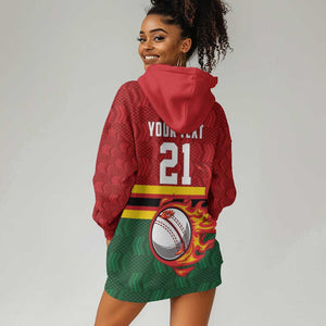 Custom Africa Cricket Zimbabwe Hoodie Dress The Chevrons Cricket Ball Fire - African Pride