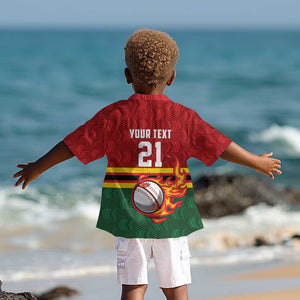 Custom Africa Cricket Zimbabwe Kid Hawaiian Shirt The Chevrons Cricket Ball Fire - African Pride