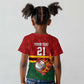 Custom Africa Cricket Zimbabwe Kid T shirt The Chevrons Cricket Ball Fire - African Pride
