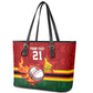 Custom Africa Cricket Zimbabwe Leather Tote Bag The Chevrons Cricket Ball Fire - African Pride