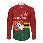 Custom Africa Cricket Zimbabwe Long Sleeve Button Shirt The Chevrons Cricket Ball Fire - African Pride