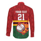 Custom Africa Cricket Zimbabwe Long Sleeve Button Shirt The Chevrons Cricket Ball Fire - African Pride