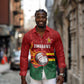 Custom Africa Cricket Zimbabwe Long Sleeve Button Shirt The Chevrons Cricket Ball Fire - African Pride