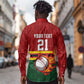 Custom Africa Cricket Zimbabwe Long Sleeve Button Shirt The Chevrons Cricket Ball Fire - African Pride