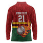 Custom Africa Cricket Zimbabwe Long Sleeve Polo Shirt The Chevrons Cricket Ball Fire - African Pride