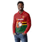 Custom Africa Cricket Zimbabwe Long Sleeve Polo Shirt The Chevrons Cricket Ball Fire - African Pride