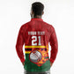 Custom Africa Cricket Zimbabwe Long Sleeve Polo Shirt The Chevrons Cricket Ball Fire - African Pride