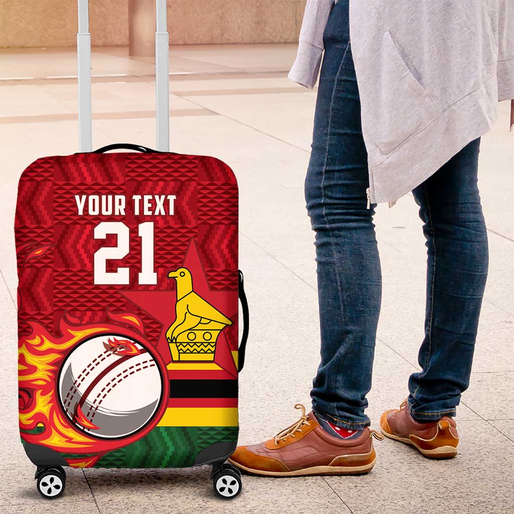 Custom Africa Cricket Zimbabwe Luggage Cover The Chevrons Cricket Ball Fire - African Pride