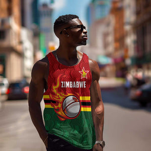Custom Africa Cricket Zimbabwe Men Tank Top The Chevrons Cricket Ball Fire - African Pride