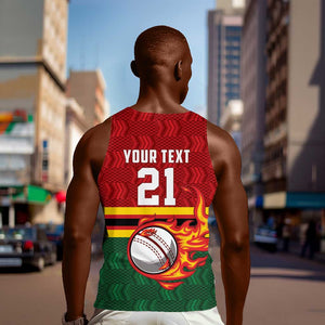 Custom Africa Cricket Zimbabwe Men Tank Top The Chevrons Cricket Ball Fire - African Pride