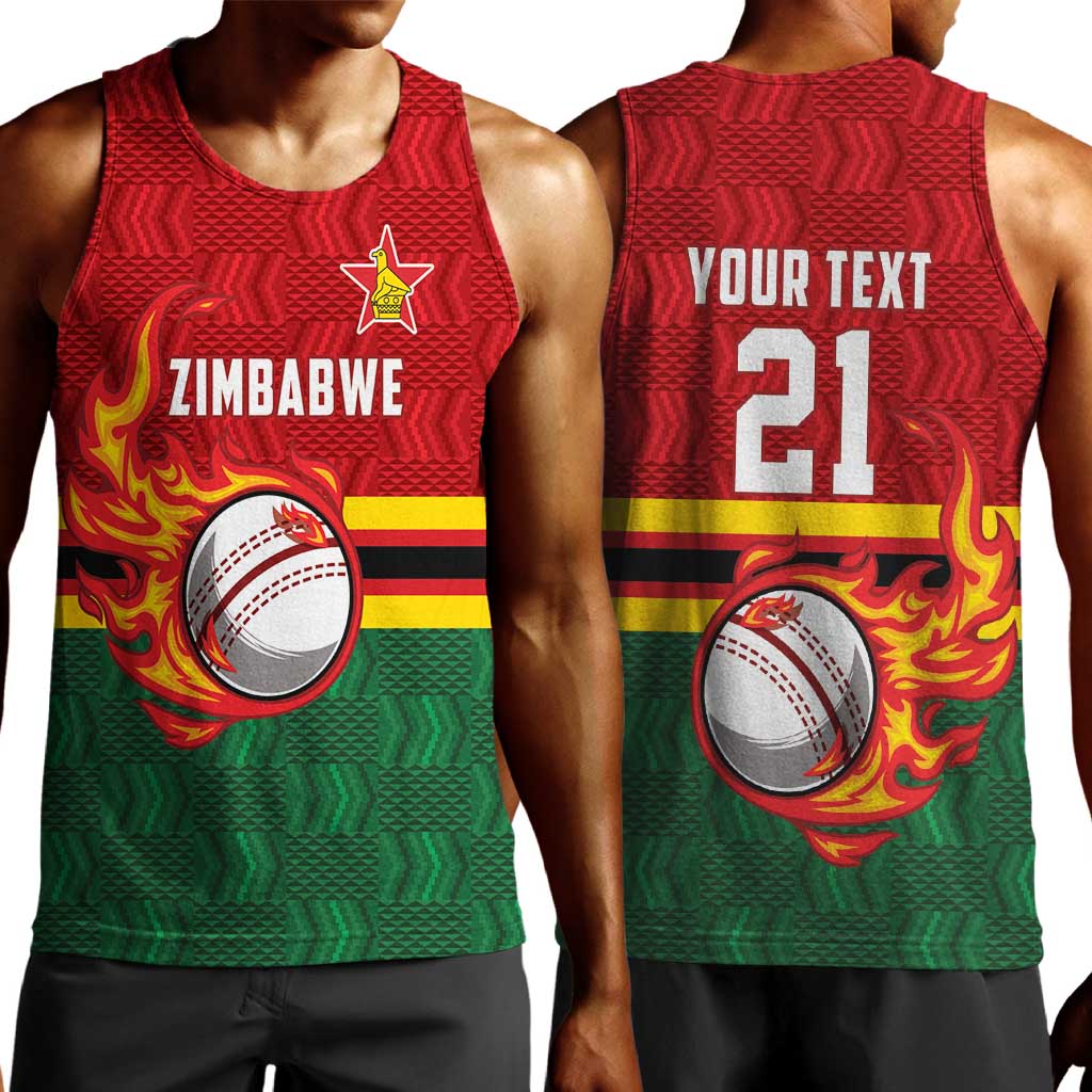 Custom Africa Cricket Zimbabwe Men Tank Top The Chevrons Cricket Ball Fire - African Pride