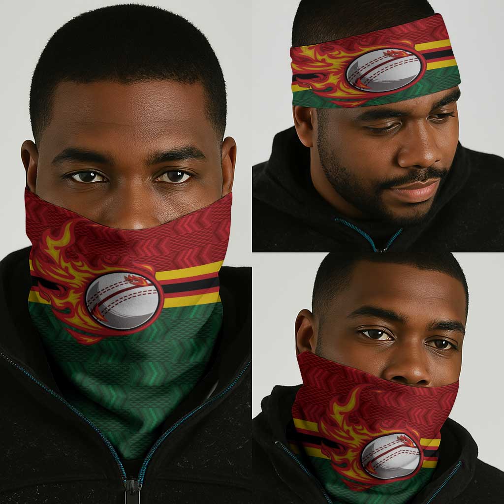 Africa Cricket Zimbabwe Neck Gaiter The Chevrons Cricket Ball Fire - African Pride
