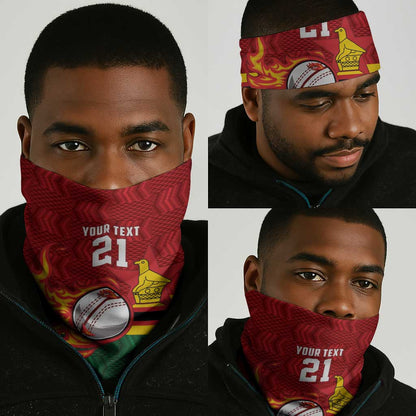 Custom Africa Cricket Zimbabwe Neck Gaiter The Chevrons Cricket Ball Fire LT9
