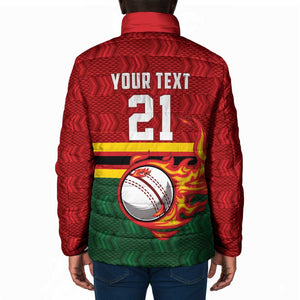 Custom Africa Cricket Zimbabwe Padded Jacket The Chevrons Cricket Ball Fire