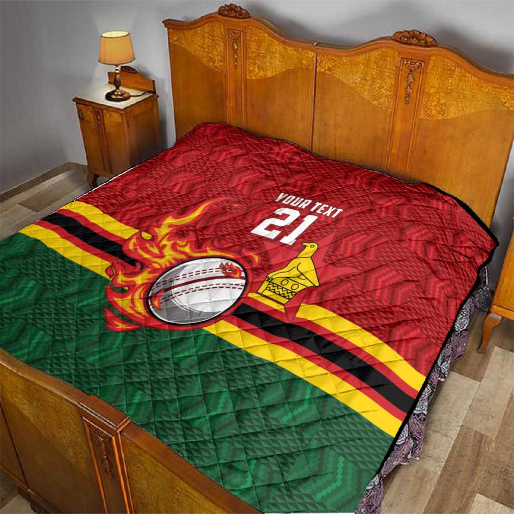Custom Africa Cricket Zimbabwe Quilt The Chevrons Cricket Ball Fire - African Pride