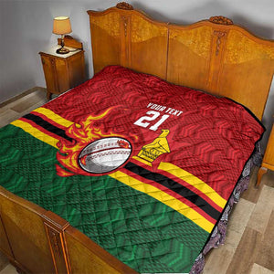Custom Africa Cricket Zimbabwe Quilt The Chevrons Cricket Ball Fire - African Pride