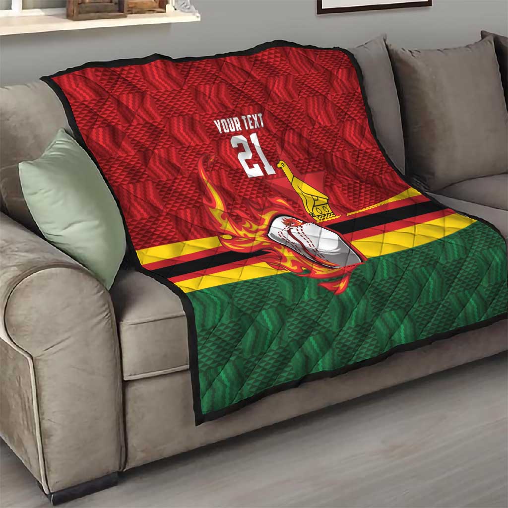 Custom Africa Cricket Zimbabwe Quilt The Chevrons Cricket Ball Fire - African Pride