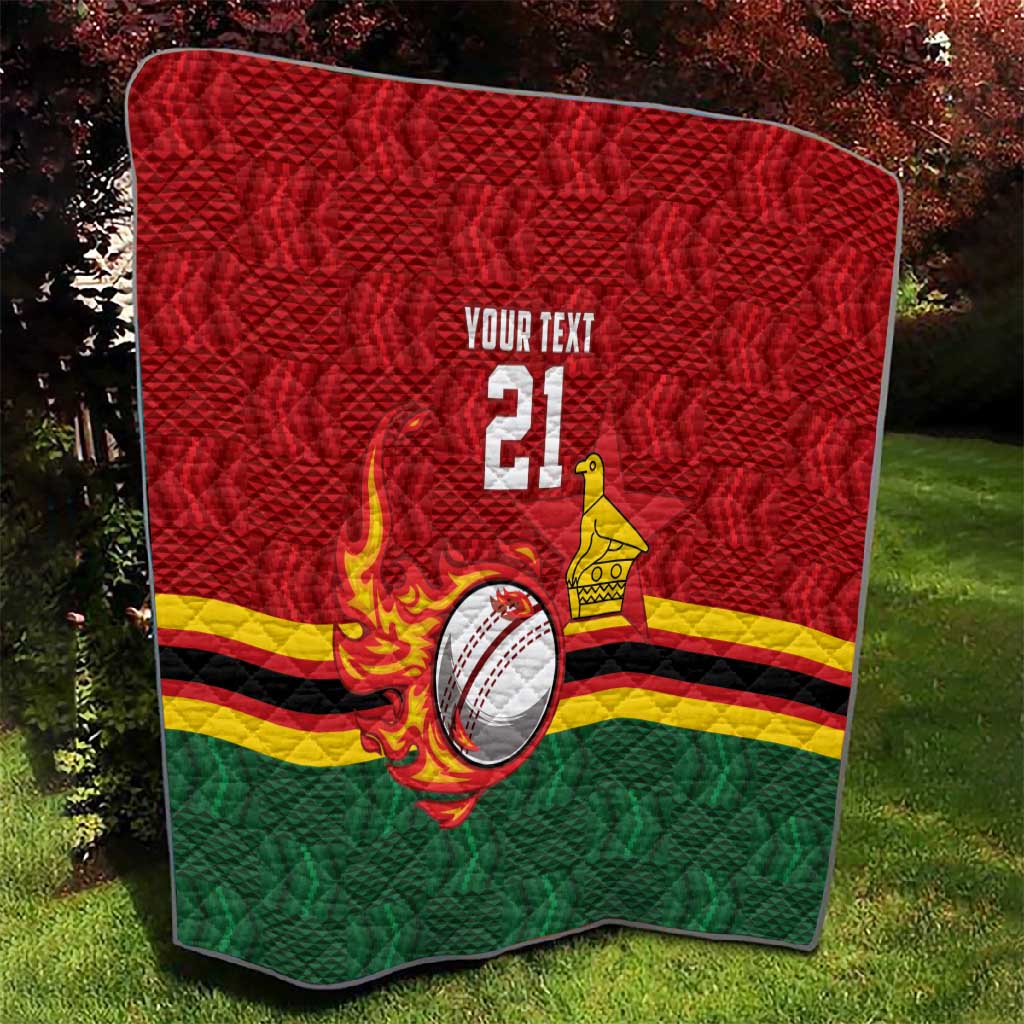 Custom Africa Cricket Zimbabwe Quilt The Chevrons Cricket Ball Fire - African Pride