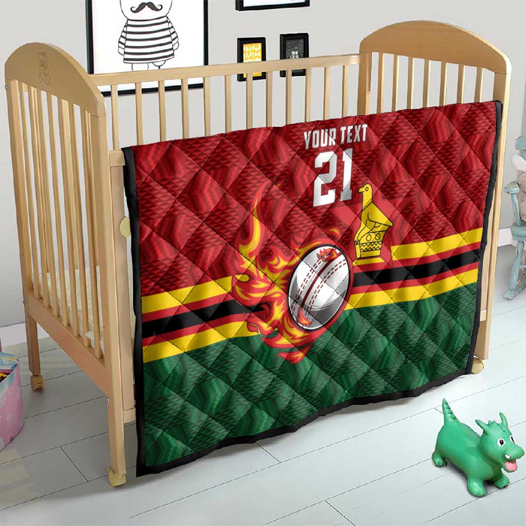 Custom Africa Cricket Zimbabwe Quilt The Chevrons Cricket Ball Fire - African Pride
