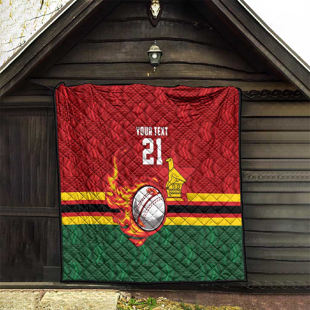 Custom Africa Cricket Zimbabwe Quilt The Chevrons Cricket Ball Fire - African Pride