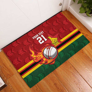 Custom Africa Cricket Zimbabwe Rubber Doormat The Chevrons Cricket Ball Fire - African Pride