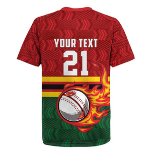 Custom Africa Cricket Zimbabwe Rugby Jersey The Chevrons Cricket Ball Fire - African Pride