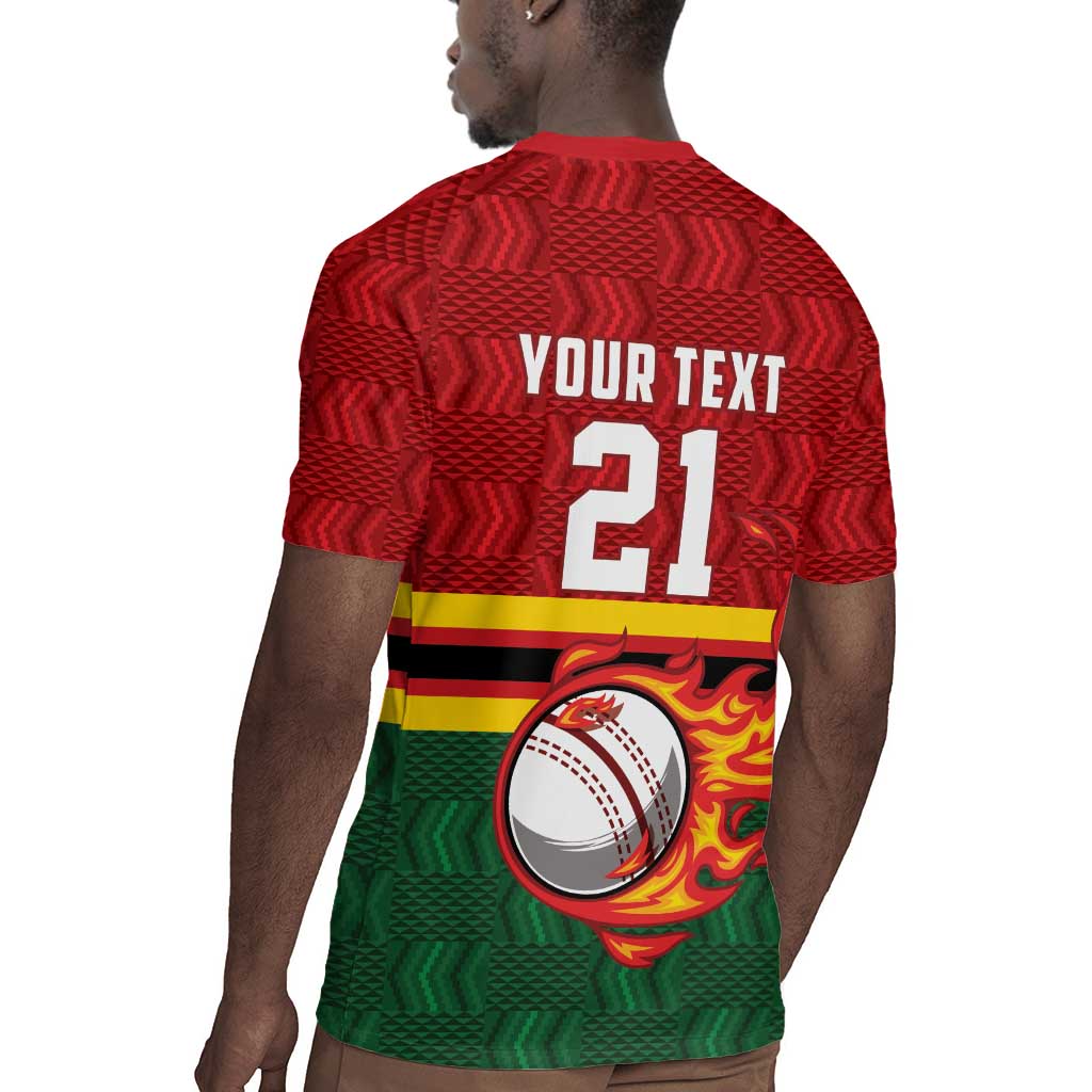 Custom Africa Cricket Zimbabwe Rugby Jersey The Chevrons Cricket Ball Fire - African Pride