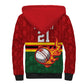 Custom Africa Cricket Zimbabwe Sherpa Hoodie The Chevrons Cricket Ball Fire - African Pride