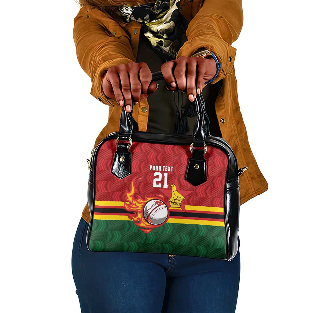 Custom Africa Cricket Zimbabwe Shoulder Handbag The Chevrons Cricket Ball Fire - African Pride